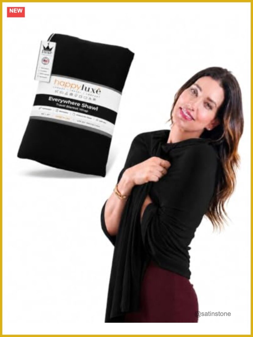 Pashmina Shawl Wrap for Women, Tencel Travel Scarf, UPF 50+